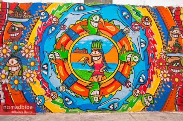 Mural by Pez in Cartagena, Colombia